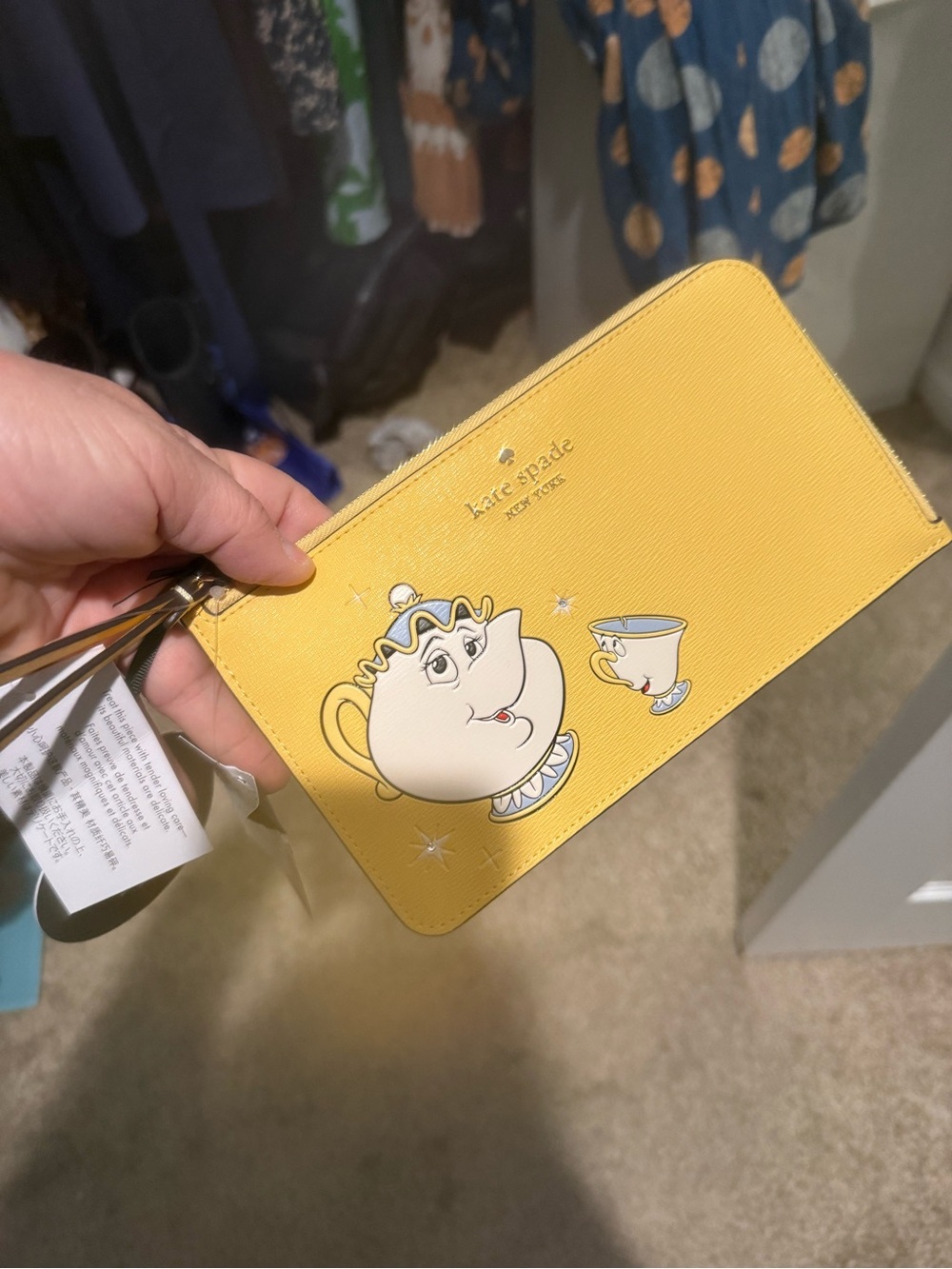 kate spade Yellow Mrs. Potts & Chip Wristlet